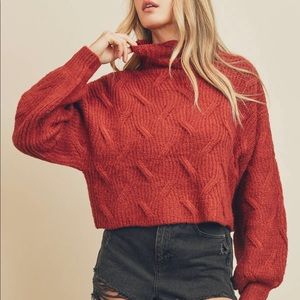 Rust Chunky Knit Cable Sweater Small Medium Large